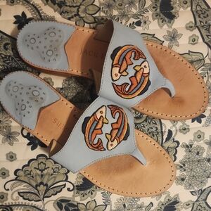 Jack Rogers Blue Embroidered Women's Sandals
